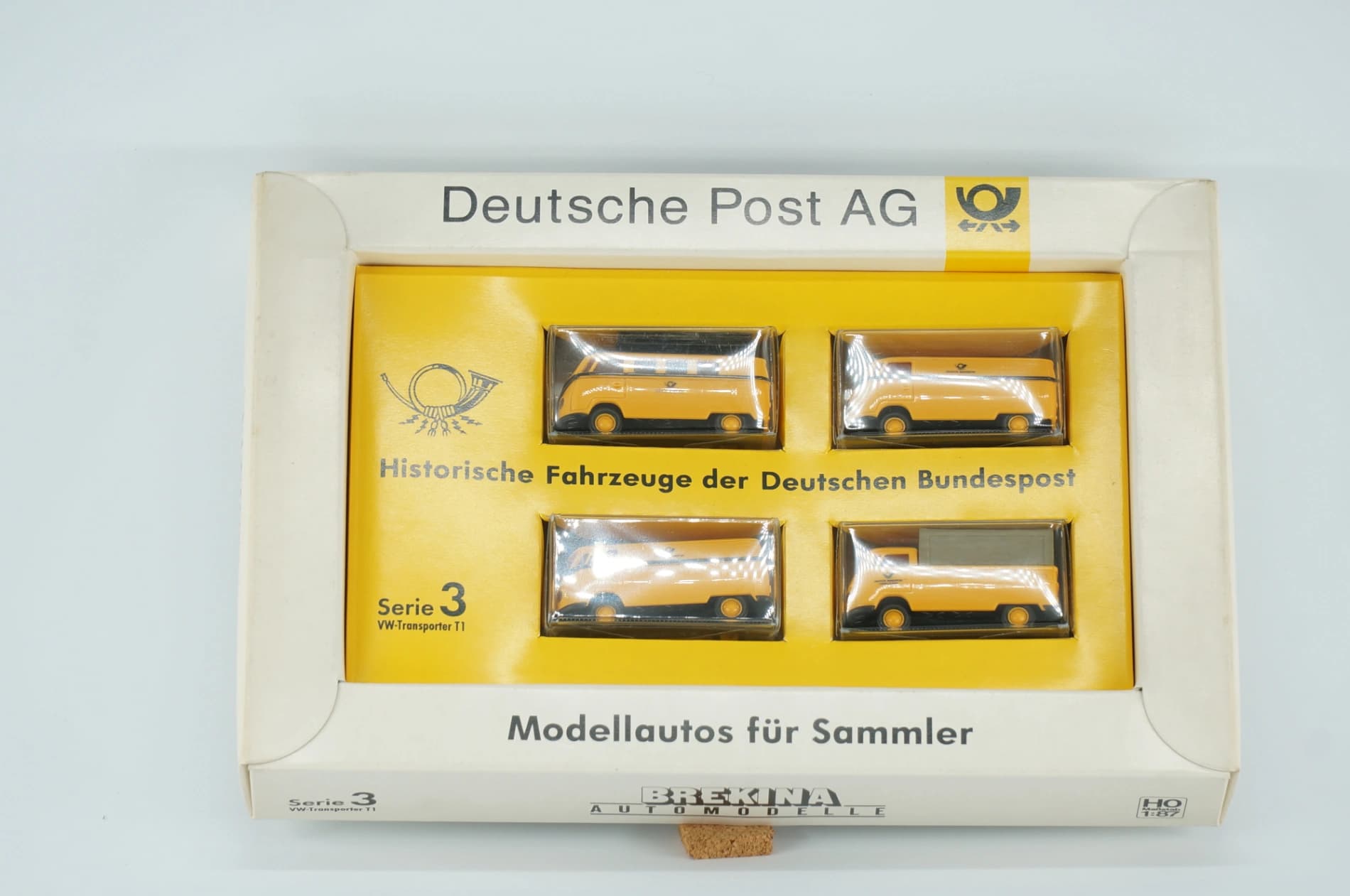 Brekina H0 90212 Automodell-Set Fahrzeuge Deutschen Bundespost Serie 3 VW T1 Transporter 4-teilig OVP