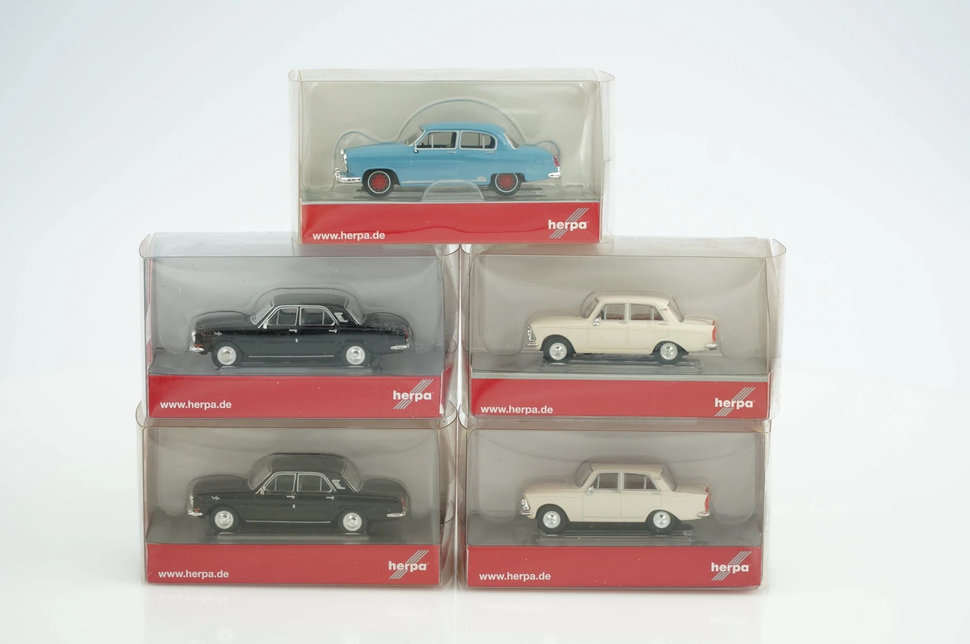 Herpa 3x Wolga M24, 2 Moskwitsch 408 Automodell 1:87