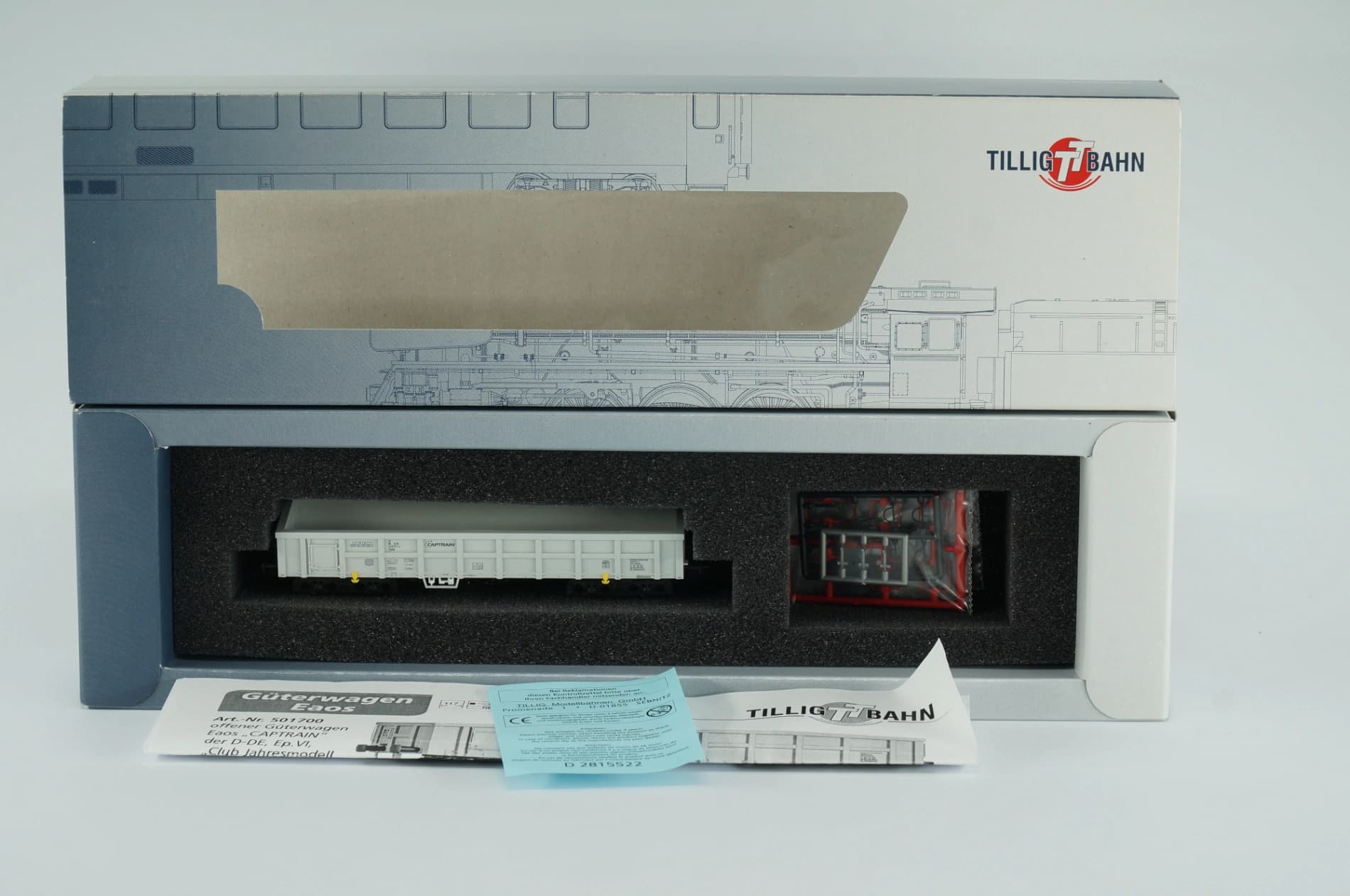 Tillig TT 501700 Captrain Eaos Blau Epoche VI Club-Jahresmodell 2016 Offener Güterwagen