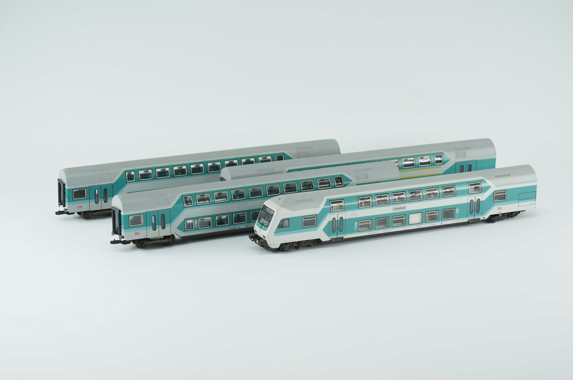 Tillig TT Doppelstockwagen-Set 4-teilig Steuerwagen mintgrün DB AG Epoche V Ingolstadt