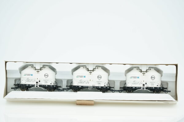 Roco 44055 3-tlg Silowagen-Set Eva Karsdorfer Zement Epoche IV DB H0 – Bild 1