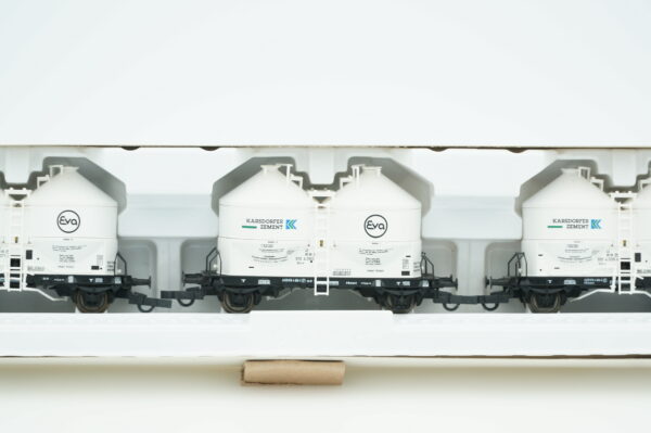 Roco 44055 3-tlg Silowagen-Set Eva Karsdorfer Zement Epoche IV DB H0 – Bild 4